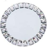 Hot Sale 13 Inches Diamond Underplate Mirror Glass Charger Plate Wholesale for Wedding Decoration